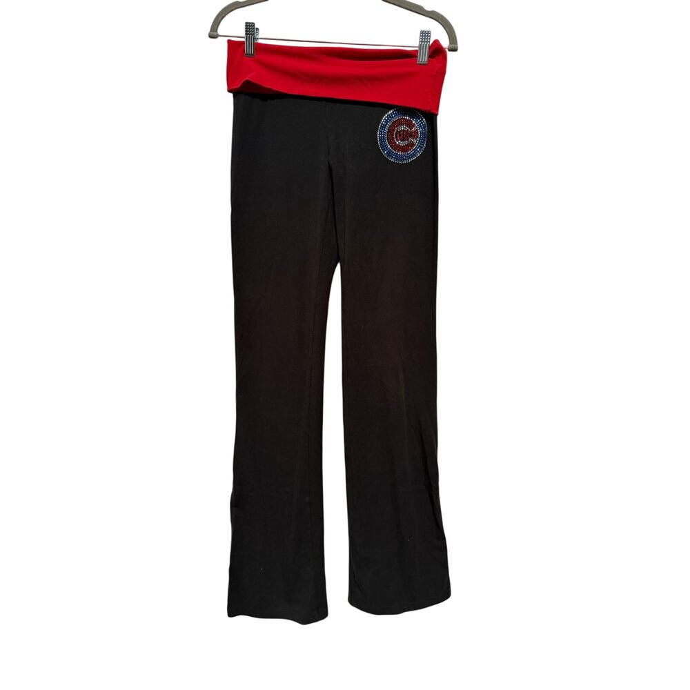 Pink Victoria's Secret Flared Pants Women's Small Red Black Cubs Logo